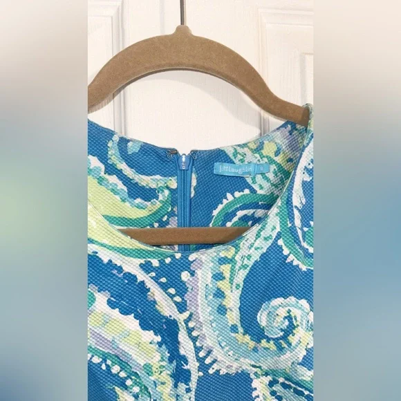 J. McLaughlin Blue Paisley Sleeveless Sheath Dress - Picture 3 of 7